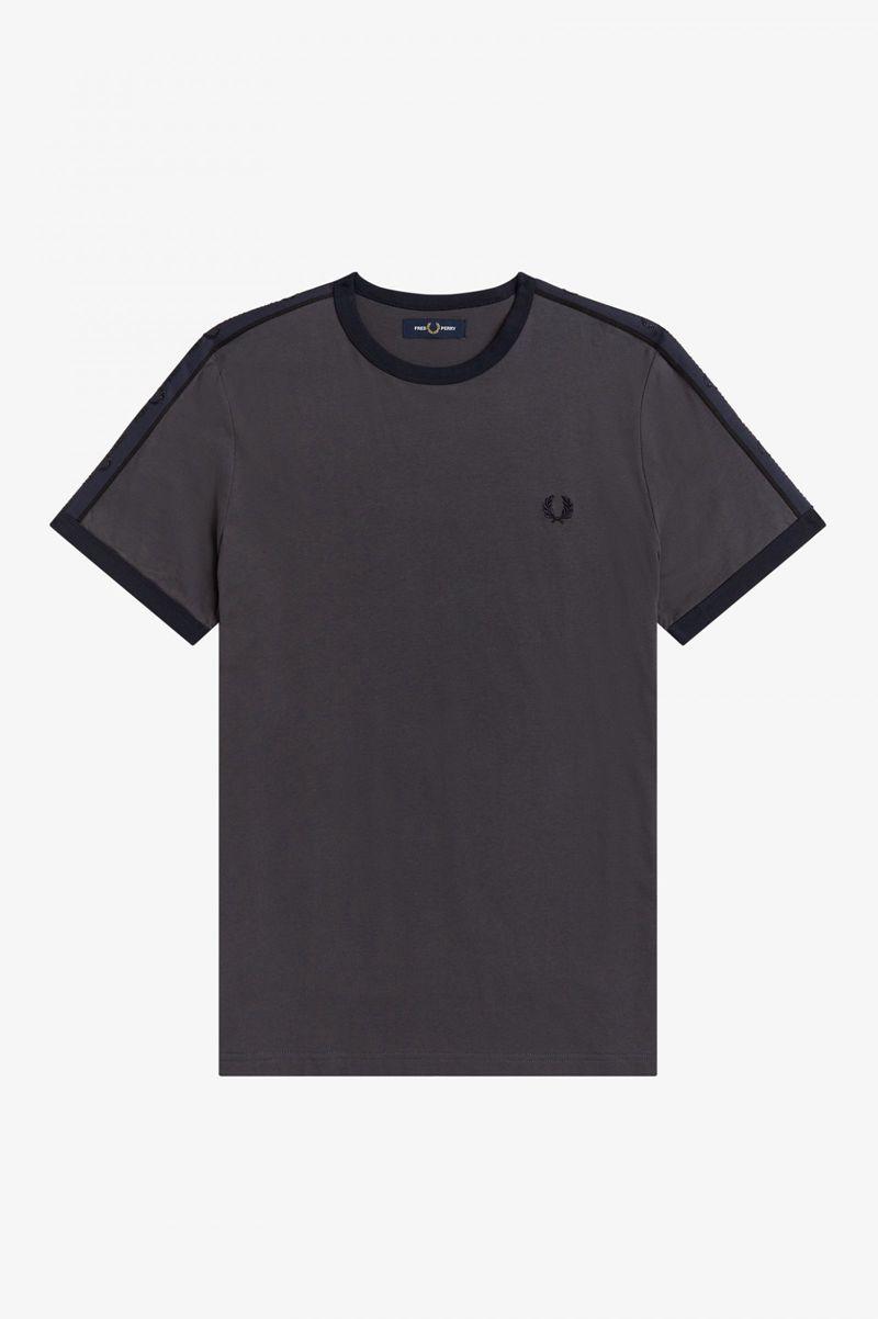 Black Fred Perry Tonal Tape Ringer Men's T Shirts | PH 1790LISH